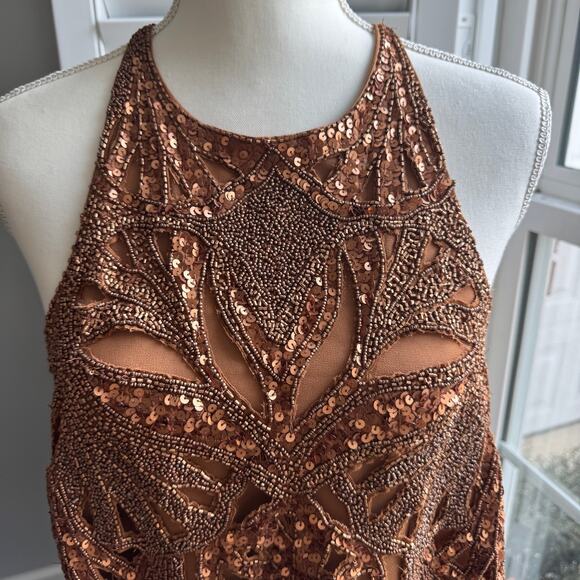 MAEVE by Anthropologie Top Size L Brown Embellished Cutwork Cross Back Tank NWT - Picture 7 of 16